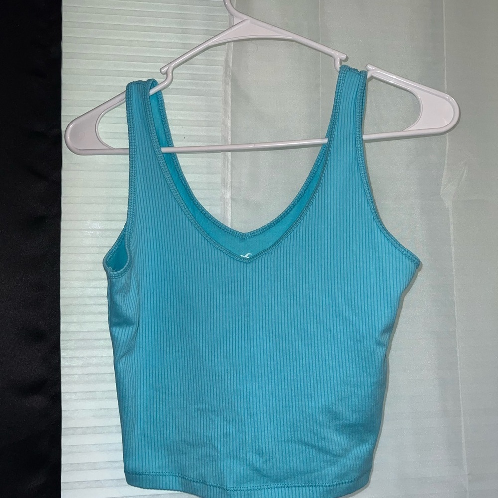 Hollister Blue Fitted Crop Tank Top